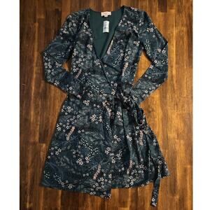 Ann Taylor Loft Size XXS Petite Wrap Dress Short Long Sleeve Stretch Tie Waist
